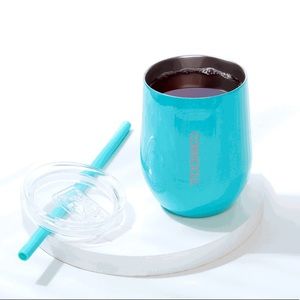 NEW Corkcicle Insulated Wine Glass With Straw